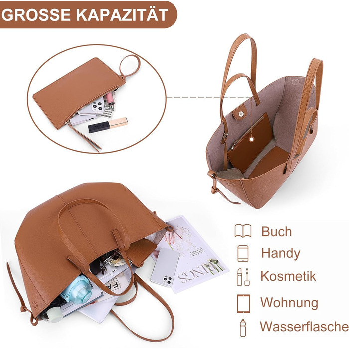 Велика жіноча сумка-шопер TIAASTAP зі штучної шкіри, елегантна сумка на плече для університету, покупок, подорожей, колір верблюжий