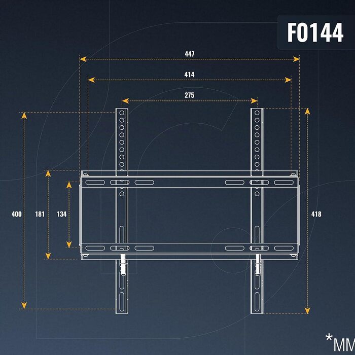 Настінний кронштейн для телевізора RICOO F0144, ультратонкий універсальний тримач для Smart OLED та вигнутих ТВ 40-75 дюймів, до 75 кг, VESA 400x400 мм
