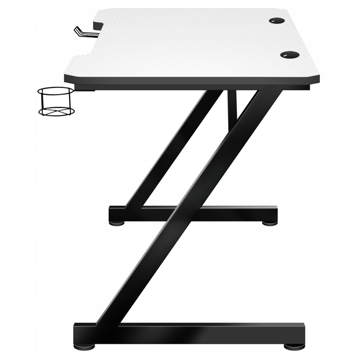 Ігровий комп'ютерний стіл для геймерів та школярів, білий з карбоновим покриттям