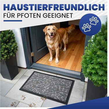 Килимок для дому та вулиці Bodenständig® - міцний, 80x120 см, сірий. Ефективне очищення взуття завдяки рифленій поверхні. Килимок для порогу, дверний килимок, килимок для підлоги.