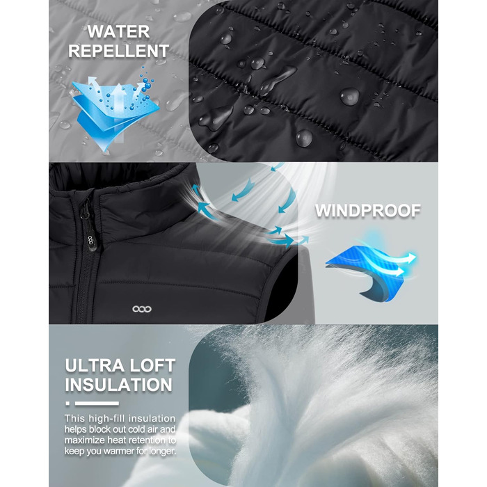 Чоловіча степкова жилетка 33,000ft для активного відпочинку та спорту, гібридна модель з 5 кишенями, чорна (4XL)