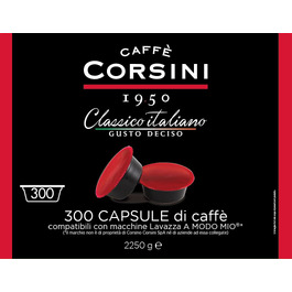 Кава в капсулах Caffè Corsini Classico Italiano, сумісні з Lavazza a Modo Mio, 300 шт по 7,5 г