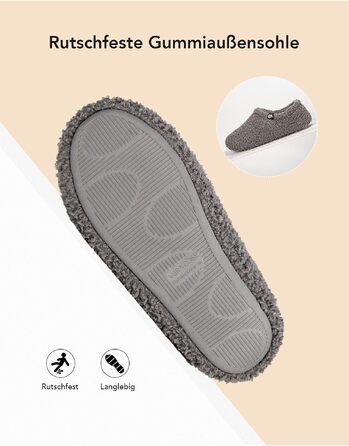 Жіночі фетрові капці VeraCosy з ефектом пам'яті (Memory Foam) та флісовою підкладкою, закрита п'ята, сірі, розмір 38/39 EU