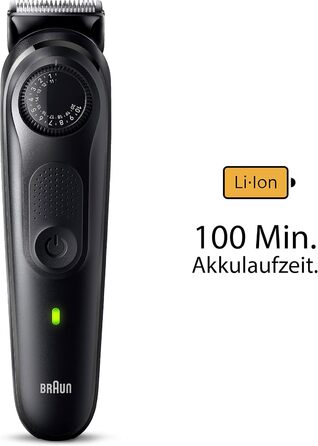 Триммер для бороди Braun Series 5 BT5525: професійний акумуляторний триммер з насадками, 40 налаштувань, водонепроникний, сірий