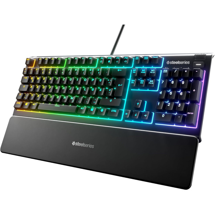 Клавіатура SteelSeries Apex 3 - ігрова з RGB-підсвічуванням та магнітною підставкою для зап'ястя - QWERTZ