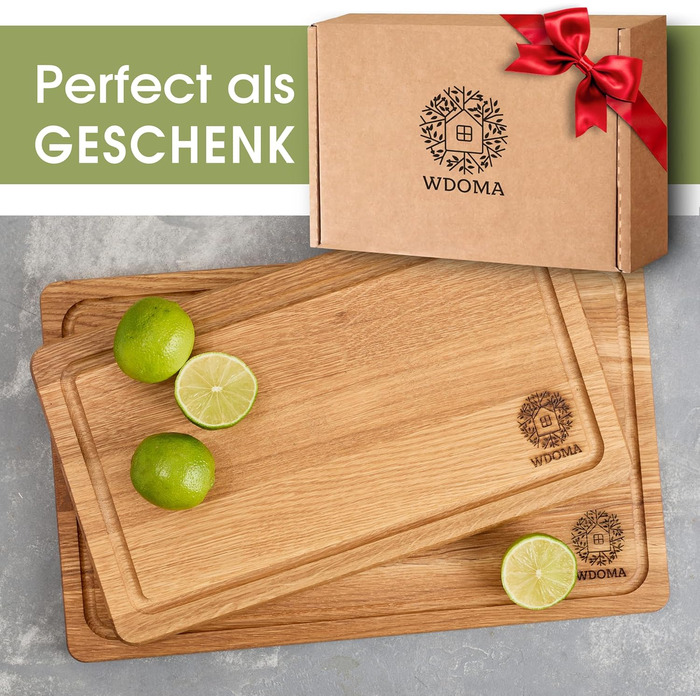 WDOMA Cutting Board Set - Oak Wood - 2-Piece Set - 40x25 / 35x20 - XL/L Cutting Boards - Wood Board for Kitchen - Cutting Board Wood - Wooden Cutting Board - Kitchen Wood Board