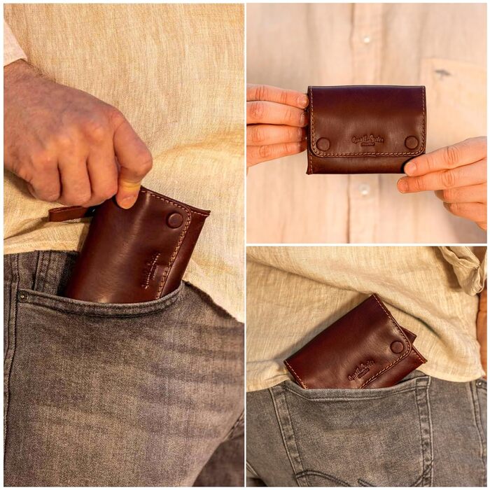 Gusti Tabaktasche Leder - Lutz Vegetable-tanned Ladies and Gentlemen Tobacco Pouch Rotating Pouch Tobacco Bag Fine Cut Pouch Brown Leather