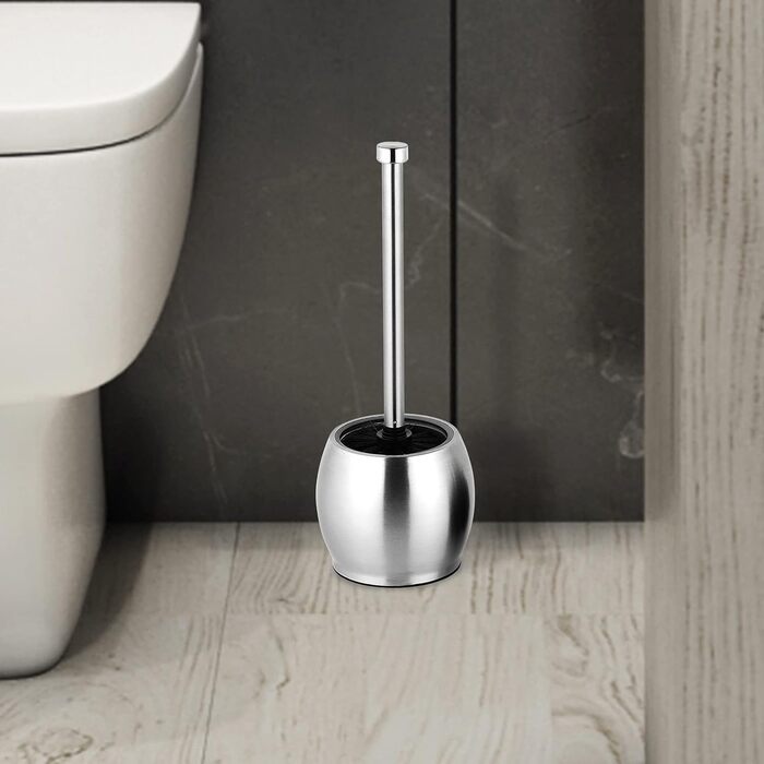 Щітка для унітазу з нержавіючої сталі, чорна, з підставкою, без свердління, з запасним змивачем, для ванної кімнати та туалету