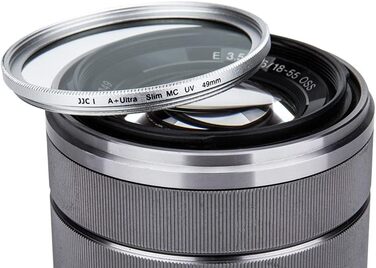 Фільтр JJC UV 49mm, ультратонкий, багатошарове покриття, захист від УФ-випромінювання, для об'єктивів Canon Sony DSLR з різьбою 49mm (Срібний)