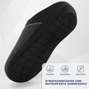 ERGOfoot Тапочки ортопедичні антиковзкі з підтримкою склепіння стопи, унісекс, розмір 44 EU, чорні