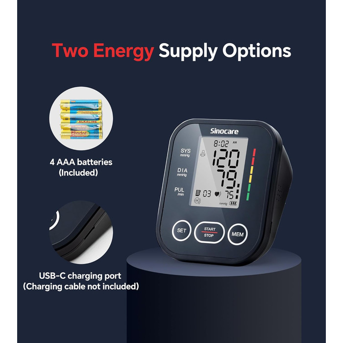Автоматичний тонометр на плече Sinocare, велика манжета, для дому
