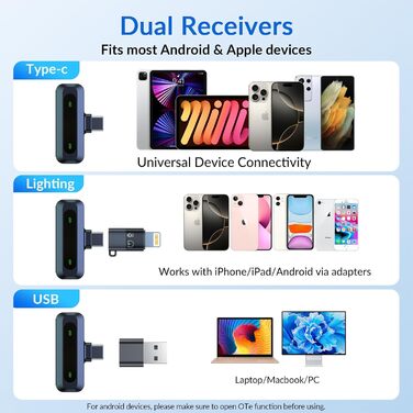 Портативний мікрофон для iPhone та USB-C, міні мікрофон з шумозаглушенням та LED-дисплеєм, ідеальний для Vlog та TikTok