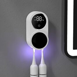 Maxspace Toothbrush Holder, Electric Toothbrush Wall Mount with Drying and Disinfecting, Toothbrush Cup Holder Without Drilling with 2 Toothbrush Slots (White)