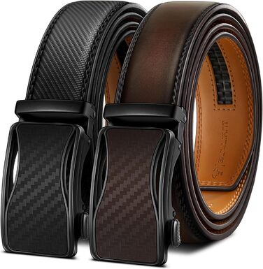 Чоловічий ремінь KEMISANT 2 шт. з автоматичною застібкою, шкіряний, регульований, 35 мм, з подарунковою коробкою