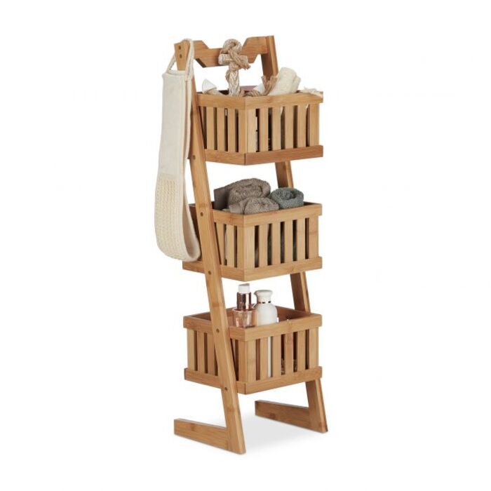 Relaxdays Bamboo 3-Basket Set