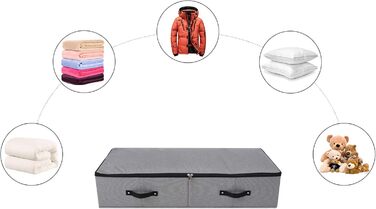 Складана коробка для зберігання під ліжком, 90x42x18 см, чорно-сіра, 2 шт.