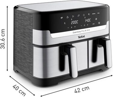 Аерофритюрниця Tefal Dual Easy Fry & Grill EY905D 8.3л 2700Вт з грилем - смаження без олії