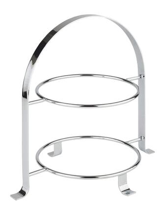 APS Serving Stand – High-quality cake stand made of chrome-plated metal for two plates with a max. Ø of 27cm – Total height 30cm (plates not included)