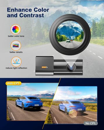 Відеореєстратор Auto Dashcam 4K WiFi з SD 64GB, 360° обертання, CPL, Super Night Vision, WDR, 170° та G-Sensor