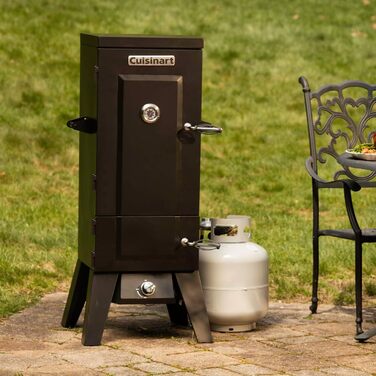 Cuisinart вертикальний пропановий коптильний гриль 91,4 см, 4 знімні решітки, коптильня для м'яса, риби, з піддонами для води та трісок, 15 000 BTU