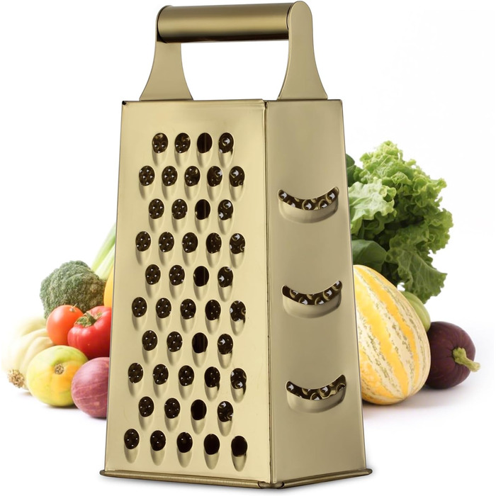 Терка кухонна YDware з нержавіючої сталі, квадратна, 23.7 см, для овочів, 1 шт. (Champagne Gold)