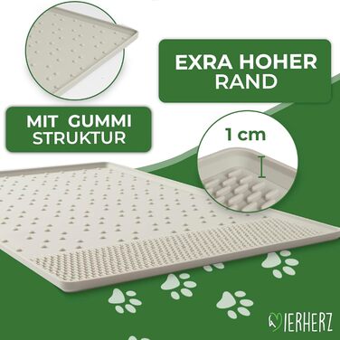 Підставка для миски для собак - непромокальна, нековзна, з високим бортиком - килимок для годування - універсальна - силіконова підставка для миски (чорна, велика) 55x40 см