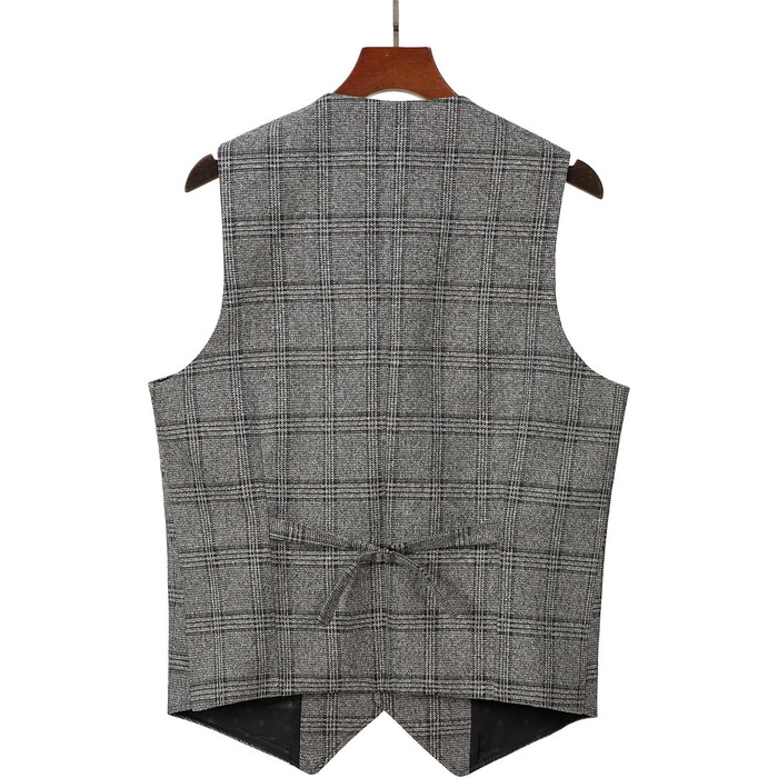 Оливковий костюм для чоловіків Wete, елегантний, в клітинку, приталений, з вовни, твід, для весілля (сірий, L)