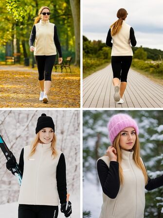 Жіноча флісова електрична жилетка Gokozy з 11 зонами обігріву та акумулятором 7.4V, Sherpa, тепла та затишна жилетка для осені та зими, колір Off-White