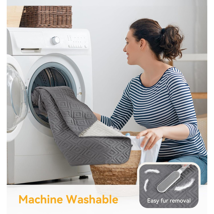 Водонепроникний килимок для собак, антиковзкий та пральний, ковдра для домашніх тварин для собак та котів, захисна ковдра для дивану від шерсті та подряпин, ідеально підходить для дивану, ліжка, автокрісла (Сірий, 97×190 см)