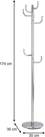 IDIMEX Clothes Rack Mila made of metal, a practical coat rack with 8 hooks. Timeless hat stand with round chrome base.