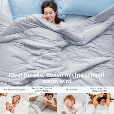 Охолоджуюча ковдра BEDSURE двостороння літня 155x220 см Arc-Chill - ковдра для сну при нічній пітливості, сіра