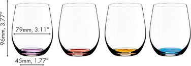 Стакани RIEDEL Happy O Vol. 2, прозоре кришталеве скло, кольорове дно, машинне виготовлення