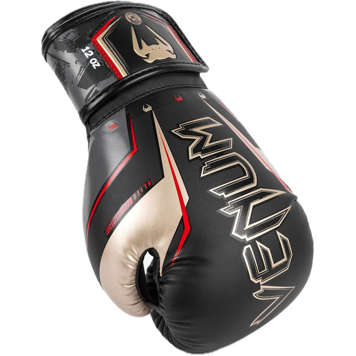 Боксерські рукавички Venum Elite Evo (Чорний, Золотий, Червоний, 12 Oz)