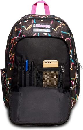 Рюкзак Seven Rucksack Advanced: для школи, університету та відпочинку. Місткий рюкзак для підлітків, дівчаток та хлопчиків з відділенням для ноутбука та кишенькою для пляшки. Кольори: рожевий, фіолетовий (Чорний I)