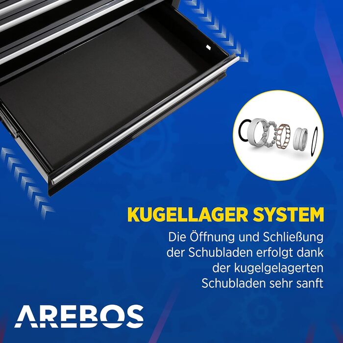 Arebos 7-Drawer Tool Cart with Central Lock