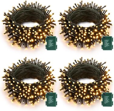 Льоново-гірлянда Joomer на Різдво, 20 метрів, 200 LED, для вулиці, на батарейках, з таймером, 8 режимів, для ялинки, балкона, кімнати, вечірки, весілля, фестивалю, тепле біле світло, вологостійка прикраса