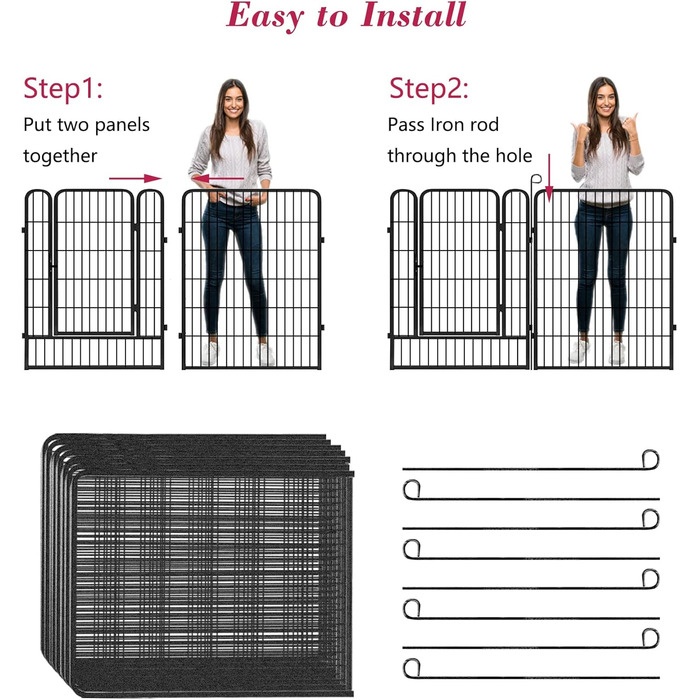 Металевий вольєр для собак на 28 панелей, 81.3 x 101.6 см – вольєр для собак, загін для цуценят, для внутрішнього та зовнішнього використання