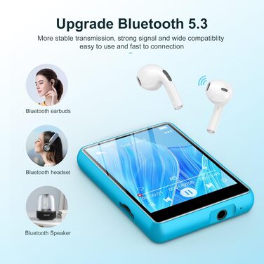 MP3 плеєр SWOFY з Bluetooth 5.3, 64GB HiFi музичний плеєр з динаміком, FM-радіо та диктофоном, 2.4