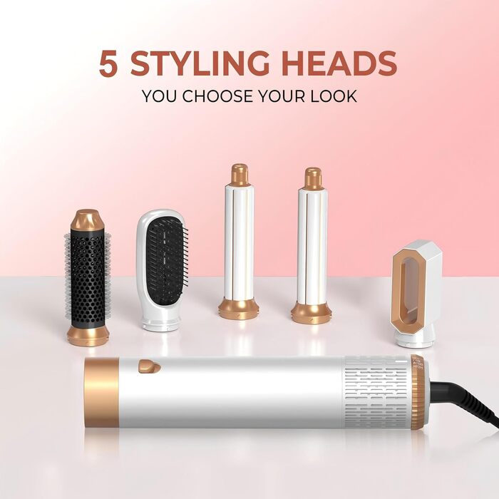 Набір для укладки волосся 5 в 1, Air Styler: фен-щітка, плойка для локонів, автоматична завивка, білий