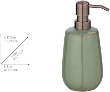 Дозатор мила WENKO Sirmione з кераміки, 430 мл, зелений/мідний, з насосом