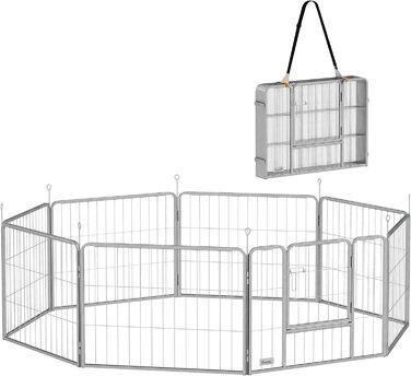 Вольєр для собак PawHut - вольєр-загон для цуценят, 8 панелей, 80x60 см, срібний
