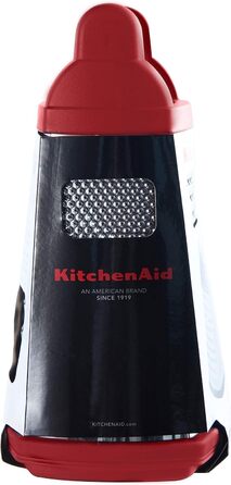 KitchenAid KN300OSERA Gourmet 4-Sided Stainless Steel Box Grater for Fine, Medium, and Coarse Shreds and Slices, Removable 3-Cup Storage Container and Measuring Marks, Dishwasher Safe, Empire