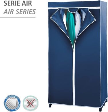 WENKO Wardrobe Air, practical fabric wardrobe for dust-free storage of textiles, stable metal frame, easy assembly, breathable non-woven material, 75 x 150 x 50 cm, Navy