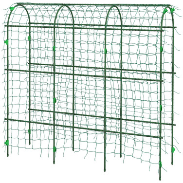 Outsunny Climbing Plant Trellis Support, Adjustable Obelisk, Plant Grid with Net, Plant Frame Steel Green 43 x 182 x 183 cm for Garden Balcony
