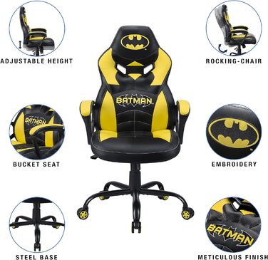 Дитяче ігрове крісло Subsonic Batman, офіційна ліцензія DC Comics, для геймерів та офісу