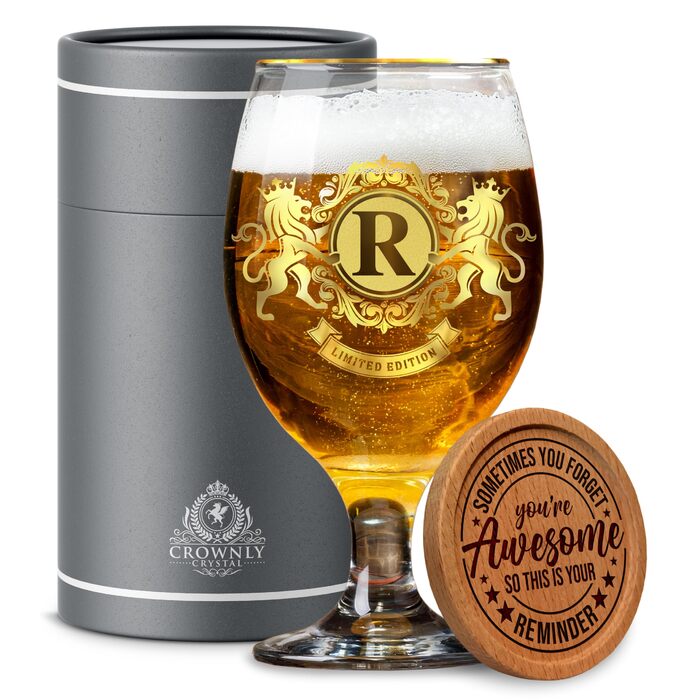 Пивний келих CROWNLY CRYSTAL® з гравіюванням для чоловіків (S) - оригінальний подарунок татові, дідусю, другу на день народження