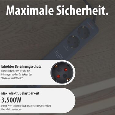 Бренненштуль Eco-Line Comfort Switch Plus мережевий фільтр 6-фазовий (розподільний блок з 2 постійними та 4 вимикачами, підсвічений вимикач) антрацит
