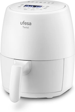 Фритюрниця Ufesa Twist з гарячим повітрям, 2л, 6 програм, 1200W, таймер, 80-200°C, без BPA, антипригарне покриття, Cool-Touch, білий, ексклюзив Amazon