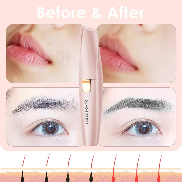 Триммер для обличчя та брів 2-в-1 VG VOGCREST з LED-підсвічуванням (Рожеве золото)