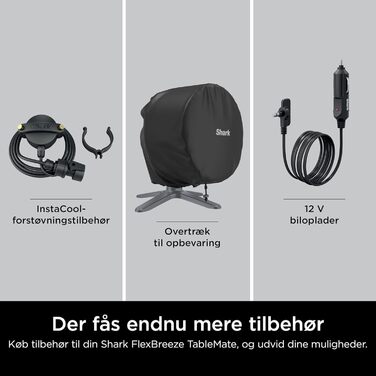 Вентилятор Shark FlexBreeze TableMate FA150EU: акумуляторний, для дому та вулиці, до 24 годин роботи, швидке охолодження, радіус дії 20 м, тихий, 5 швидкостей, осциляція, з пультом керування